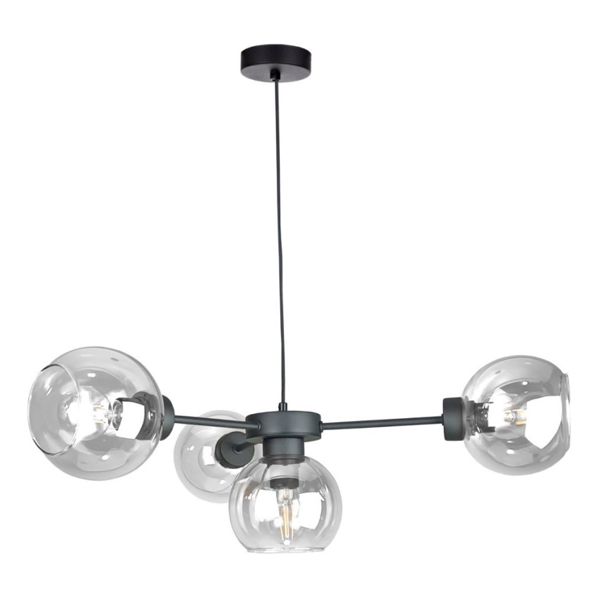 Lustr na lanku KALIOPE 4xE27/60W/230V černá/čirá