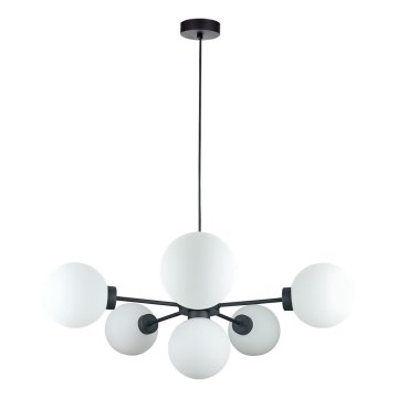 Lustr na lanku KALIOPE 6xE14/50W/230V černá/bílá