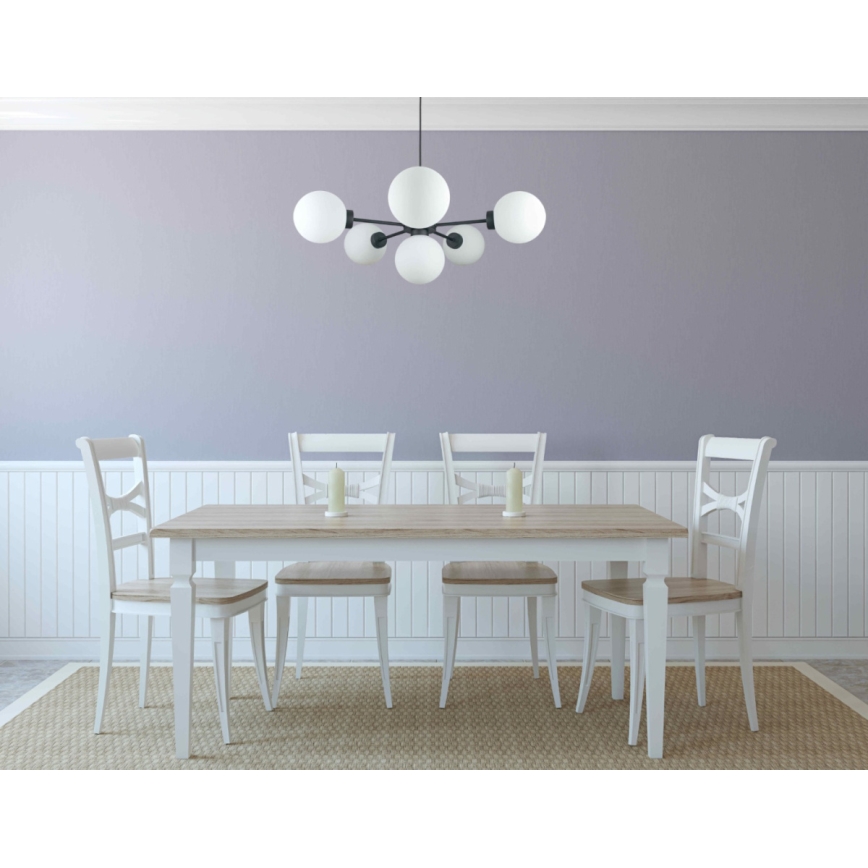 Lustr na lanku KALIOPE 6xE14/50W/230V černá/bílá