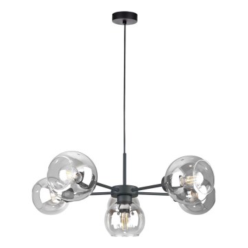 Lustr na lanku KALIOPE 6xE27/60W/230V černá/čirá