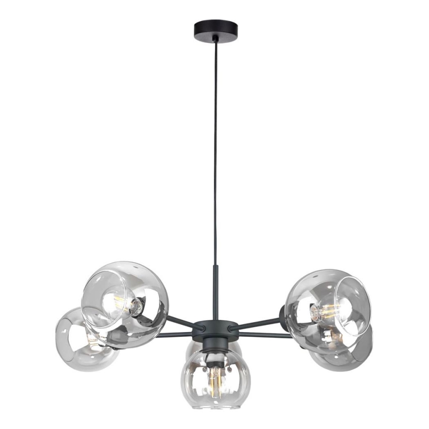 Lustr na lanku KALIOPE 6xE27/60W/230V černá/čirá