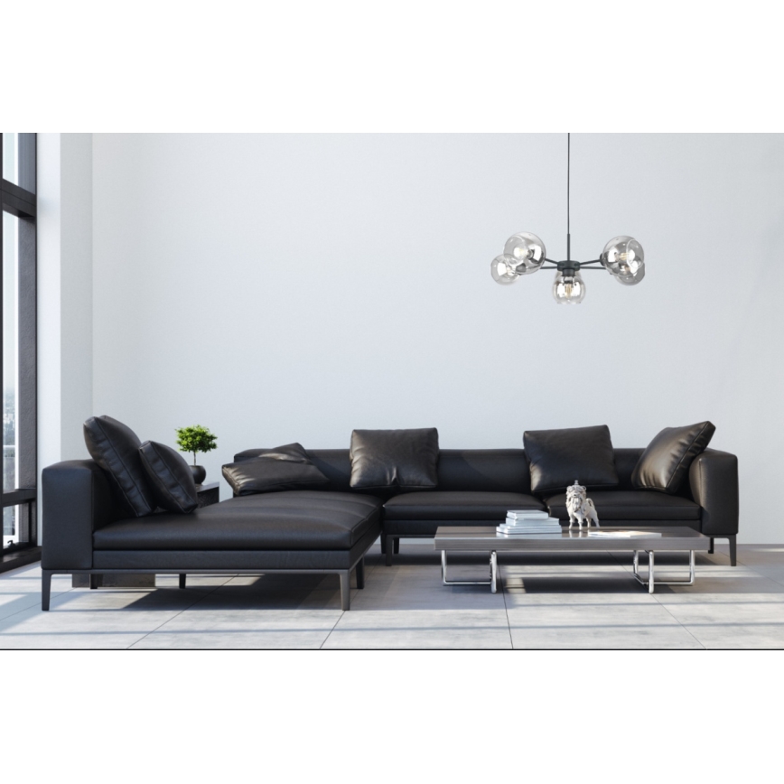 Lustr na lanku KALIOPE 6xE27/60W/230V černá/čirá