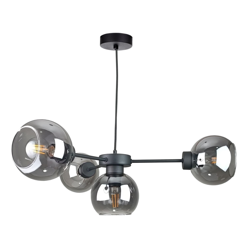 Lustr na lanku KALIOPE 6xE27/60W/230V černá/kouřová černá