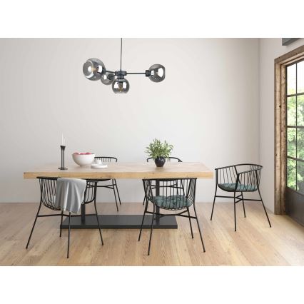 Lustr na lanku KALIOPE 6xE27/60W/230V černá/kouřová černá