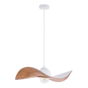 Lustr na lanku KAPELLO 1xE27/60W/230V pr. 55 cm bílá/měděná