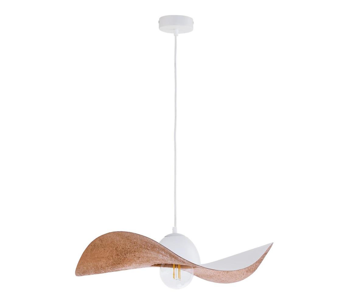 Sigma Lustr na lanku KAPELLO 1xE27/60W/230V pr. 55 cm bílá/měděná SI0218