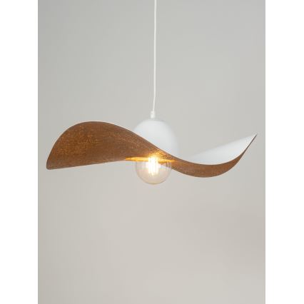 Lustr na lanku KAPELLO 1xE27/60W/230V pr. 55 cm bílá/měděná