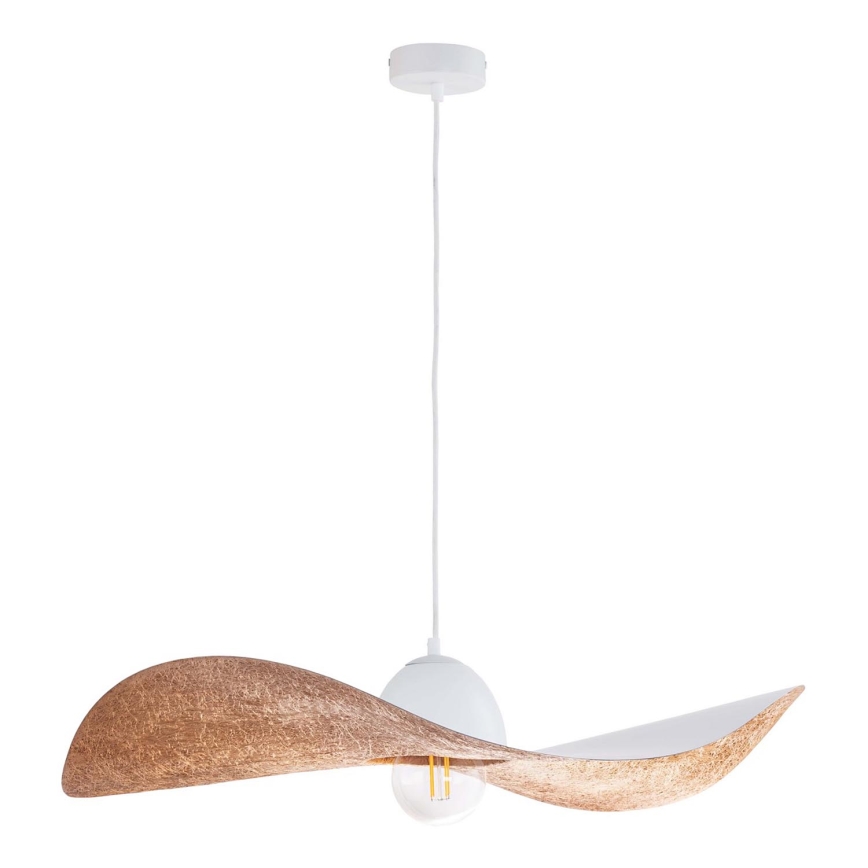 Lustr na lanku KAPELLO 1xE27/60W/230V pr. 76 cm bílá/měděná