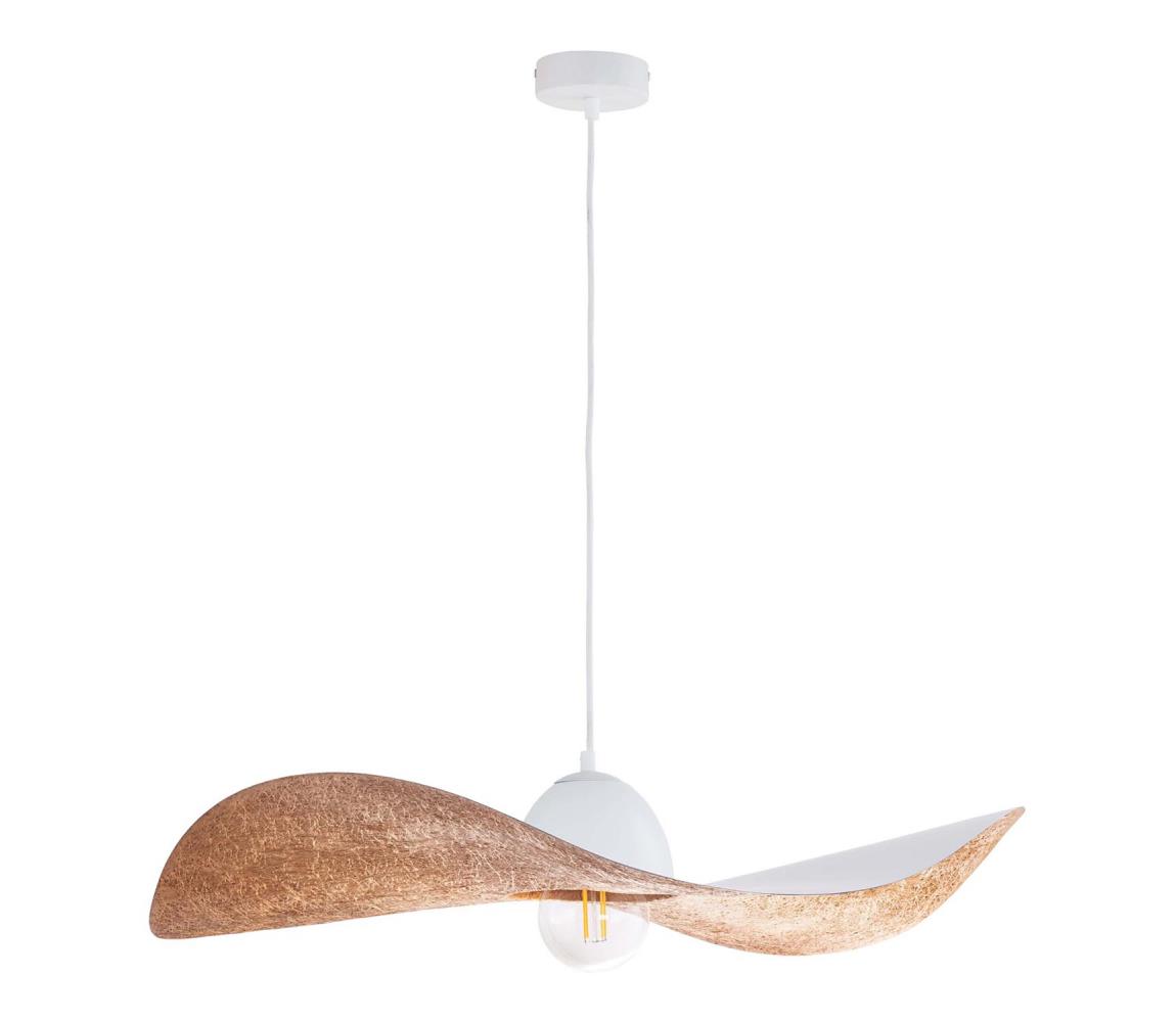 Sigma Lustr na lanku KAPELLO 1xE27/60W/230V pr. 76 cm bílá/měděná SI0217