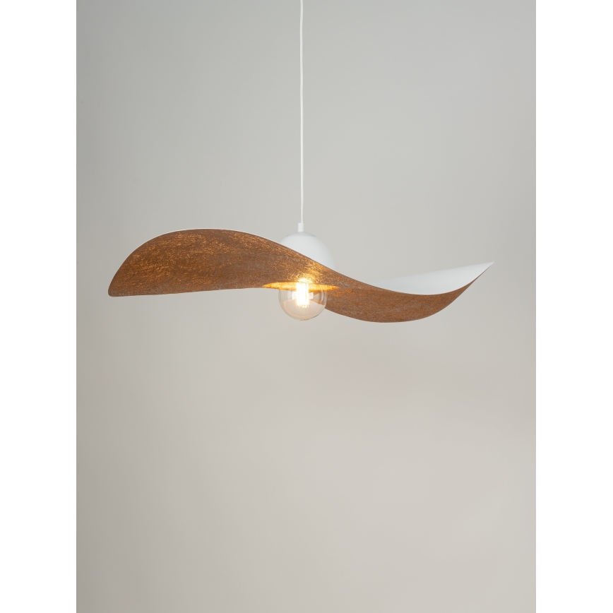 Lustr na lanku KAPELLO 1xE27/60W/230V pr. 76 cm bílá/měděná