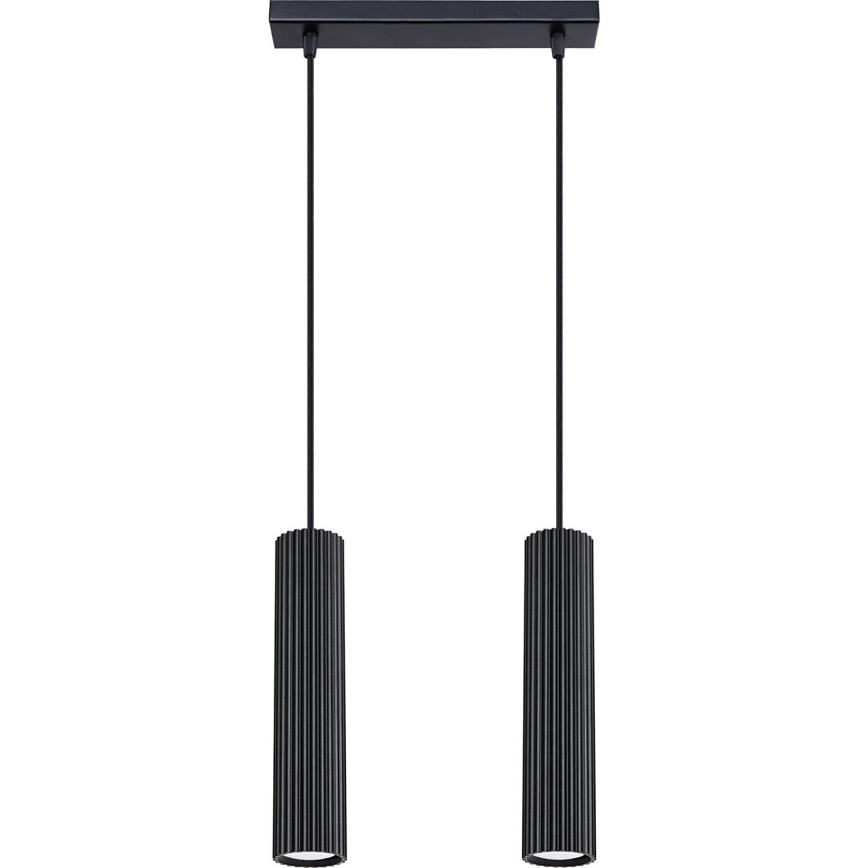 Lustr na lanku KARBON 2xGU10/10W/230V černá