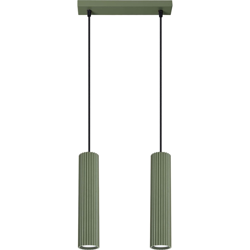 Lustr na lanku KARBON 2xGU10/10W/230V zelená