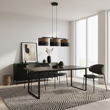 Lustr na lanku KARBON 3xE27/15W/230V černá/hnědá