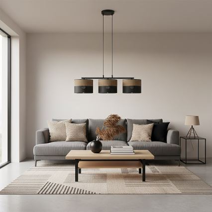 Lustr na lanku KARBON 3xE27/15W/230V černá/hnědá