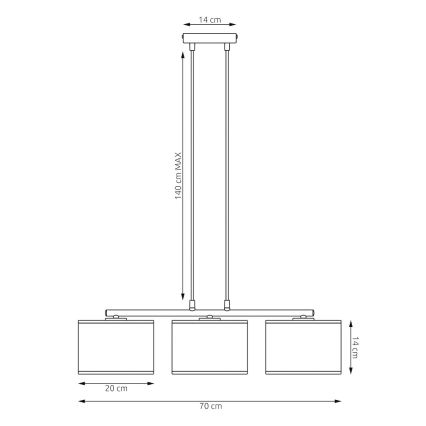 Lustr na lanku KARBON 3xE27/15W/230V černá/hnědá