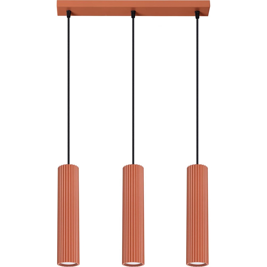 Lustr na lanku KARBON 3xGU10/10W/230V oranžová