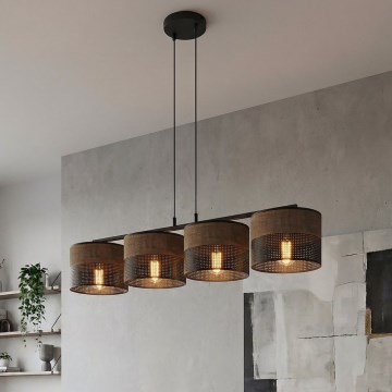 Lustr na lanku KARBON 4xE27/15W/230V černá/hnědá
