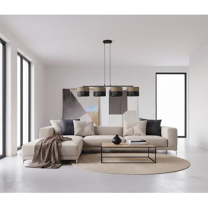 Lustr na lanku KARBON 4xE27/15W/230V černá/hnědá