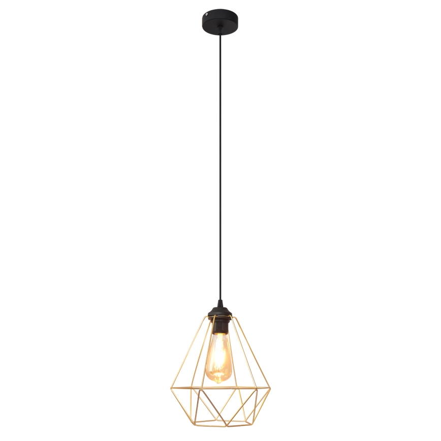 Lustr na lanku KARO 1xE27/15W/230V zlatá/černá
