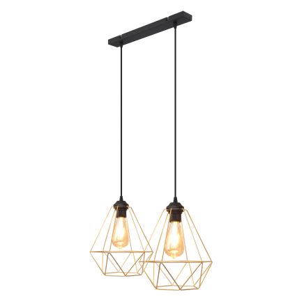 Lustr na lanku KARO 2xE27/15W/230V zlatá/černá