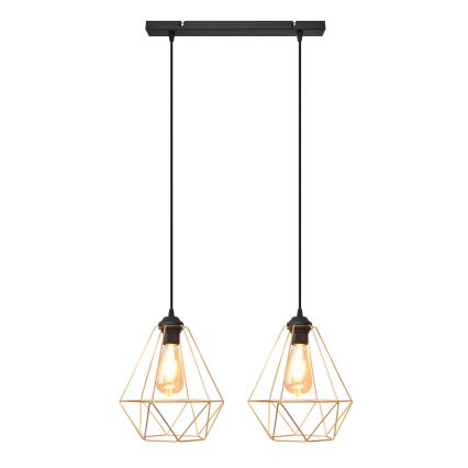 Lustr na lanku KARO 2xE27/15W/230V zlatá/černá