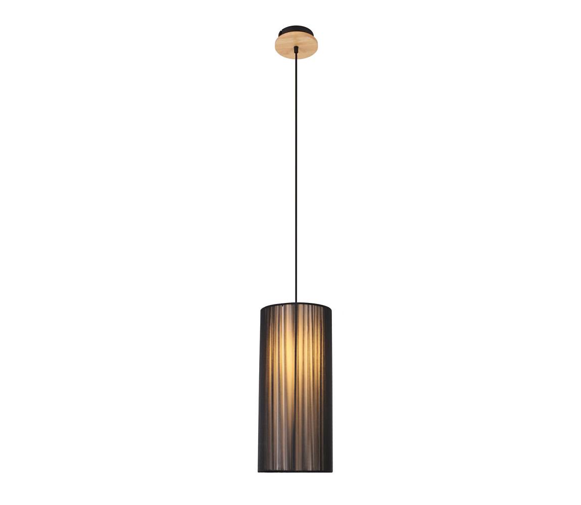 Candellux Lustr na lanku KIOTO 1xE27/40W/230V pr. 18 cm černá/dřevo CA0692