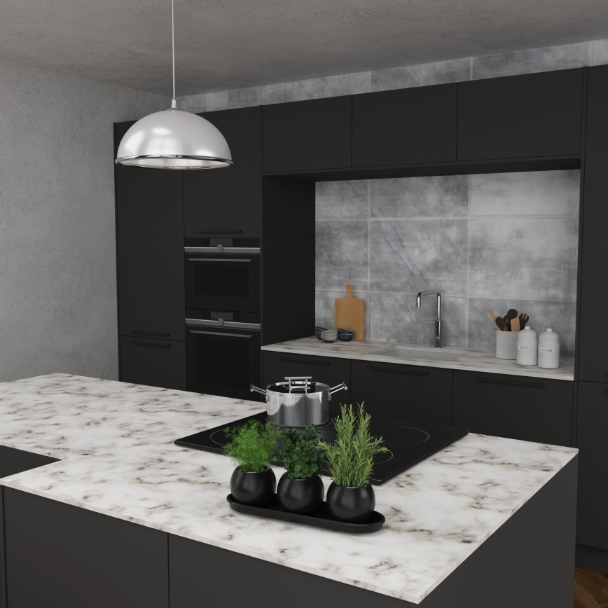 Lustr na lanku KITCHEN 1xE27/15W/230V bílá/lesklý chrom