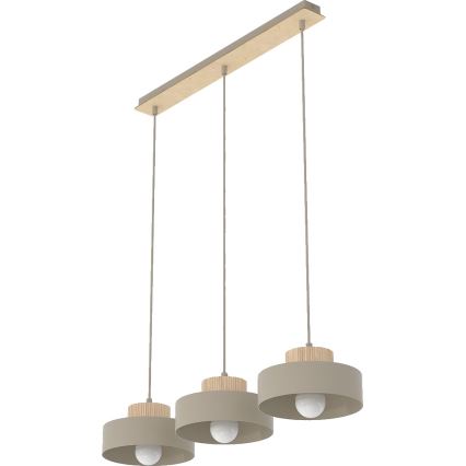 Lustr na lanku KIVI 3xE27/15W/230V béžová