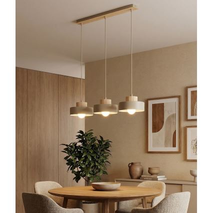 Lustr na lanku KIVI 3xE27/15W/230V béžová
