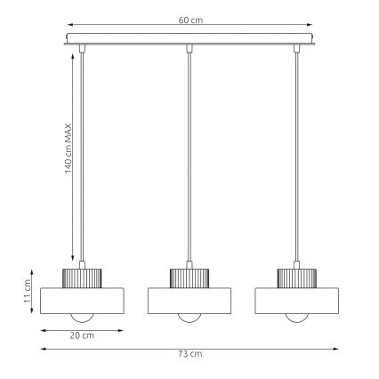 Lustr na lanku KIVI 3xE27/15W/230V béžová