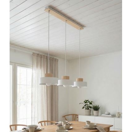 Lustr na lanku KIVI 3xE27/15W/230V bílá