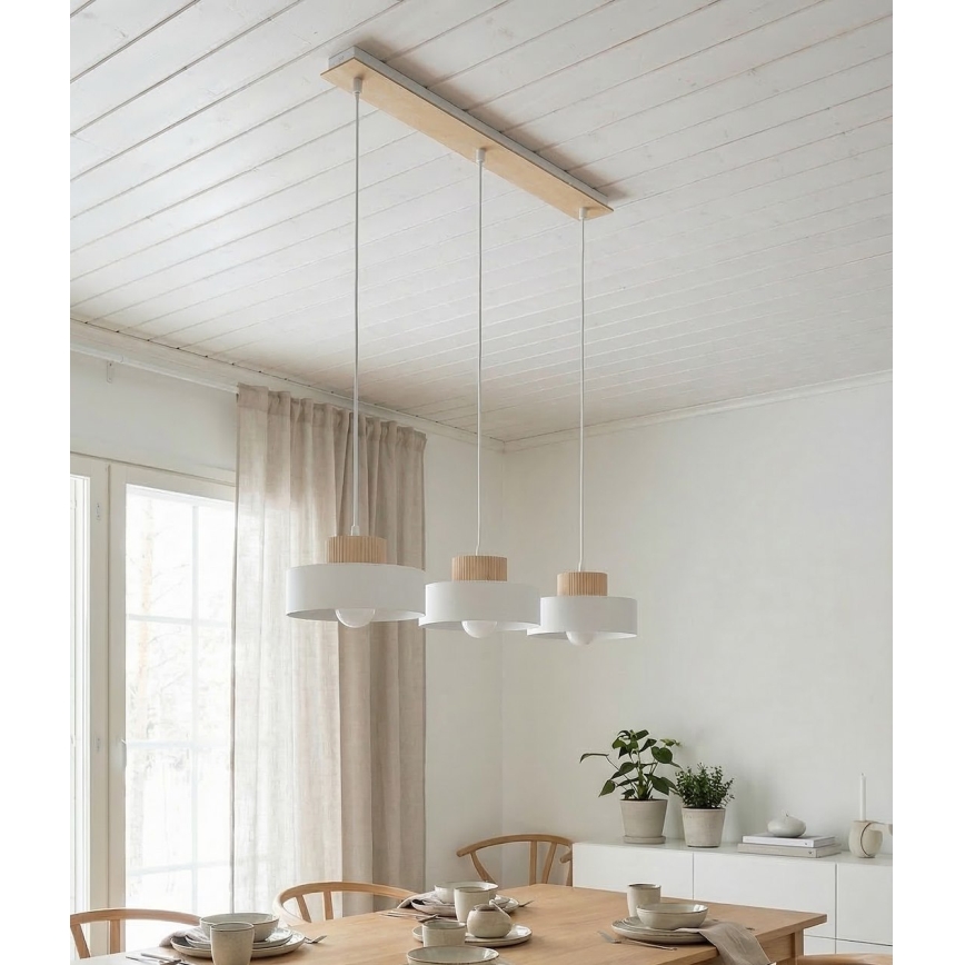 Lustr na lanku KIVI 3xE27/15W/230V bílá