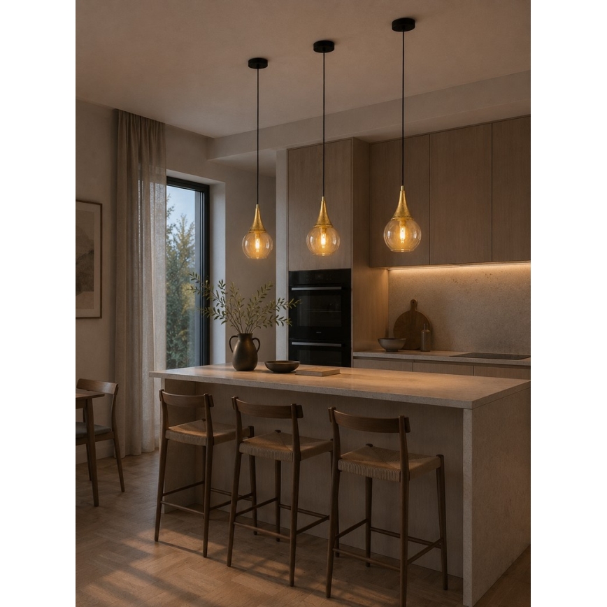 Lustr na lanku LACRIMA HONEY 1xE27/60W/230V