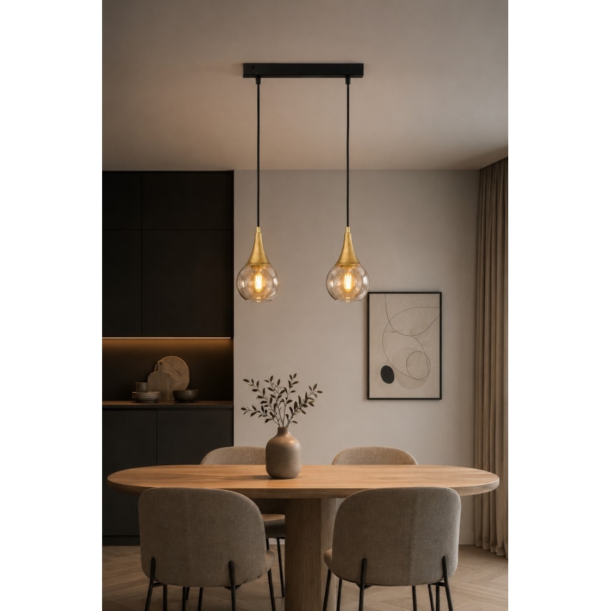 Lustr na lanku LACRIMA HONEY 2xE27/60W/230V