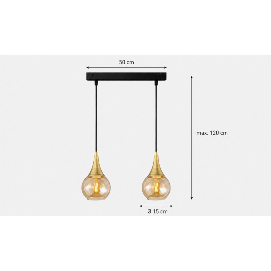 Lustr na lanku LACRIMA HONEY 2xE27/60W/230V