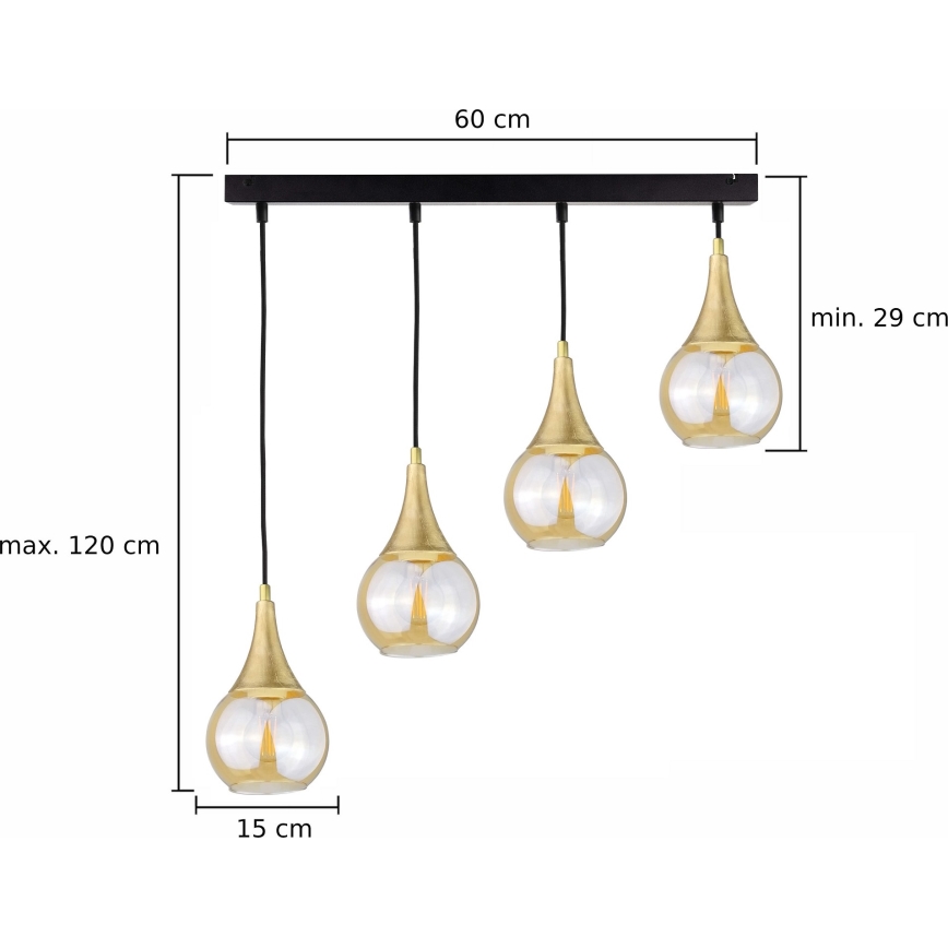 Lustr na lanku LACRIMA HONEY 4xE27/60W/230V