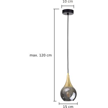 Lustr na lanku LACRIMA SMOKY 1xE27/60W/230V