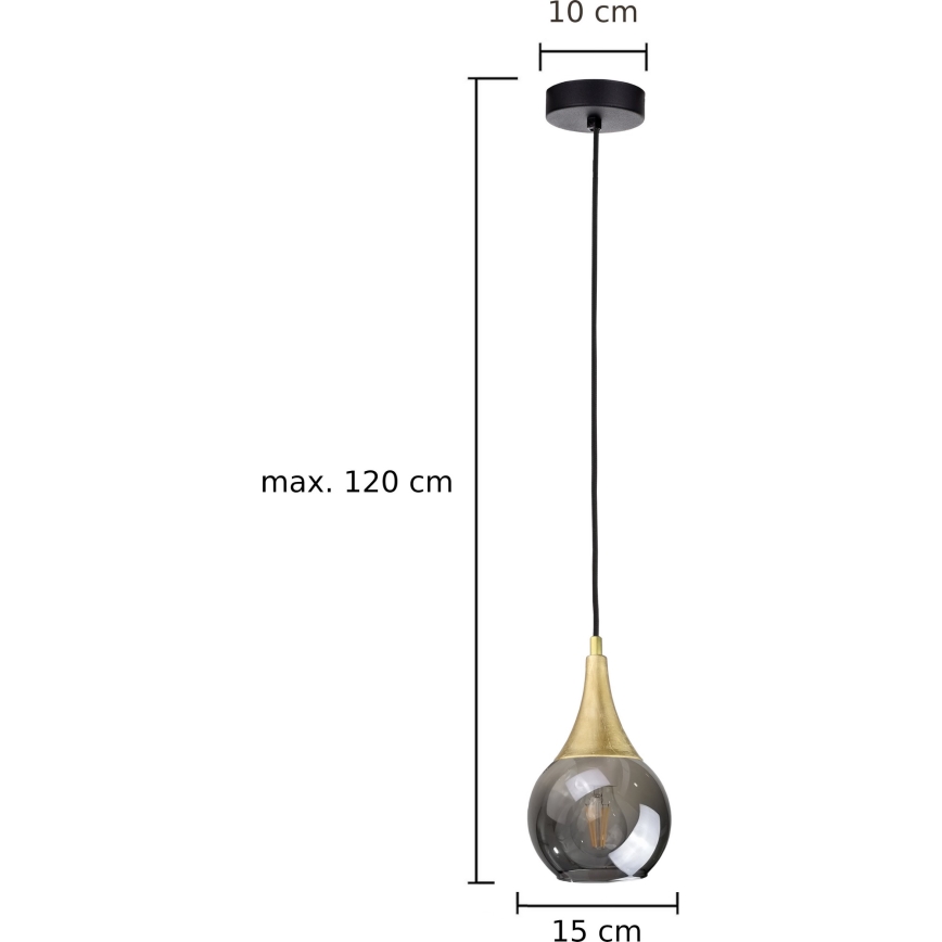 Lustr na lanku LACRIMA SMOKY 1xE27/60W/230V