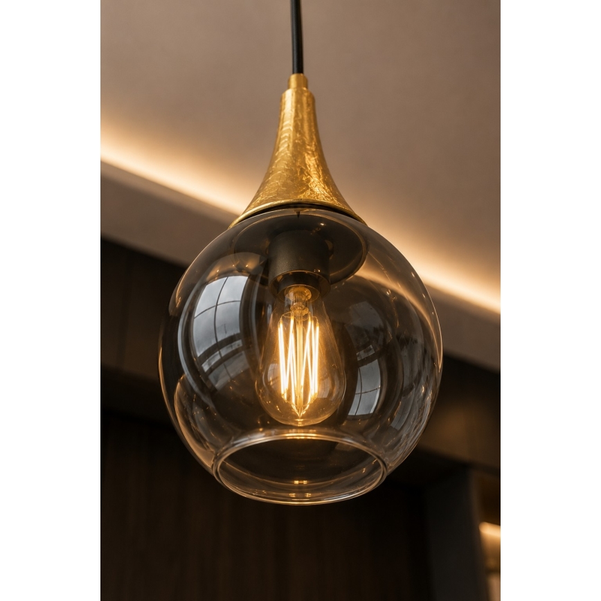Lustr na lanku LACRIMA SMOKY 3xE27/60W/230V pr. 30 cm