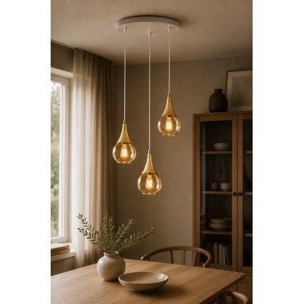 Lustr na lanku LACRIMA WHITE 3xE27/60W/230V pr. 30 cm