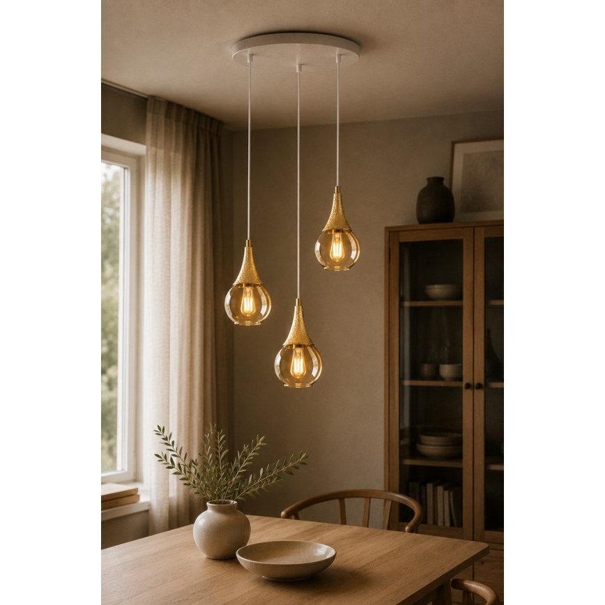 Lustr na lanku LACRIMA WHITE 3xE27/60W/230V pr. 30 cm