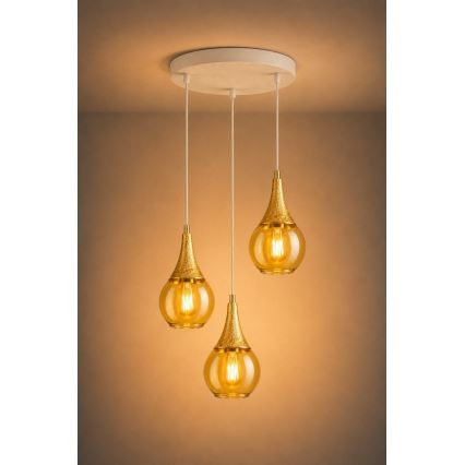 Lustr na lanku LACRIMA WHITE 3xE27/60W/230V pr. 30 cm