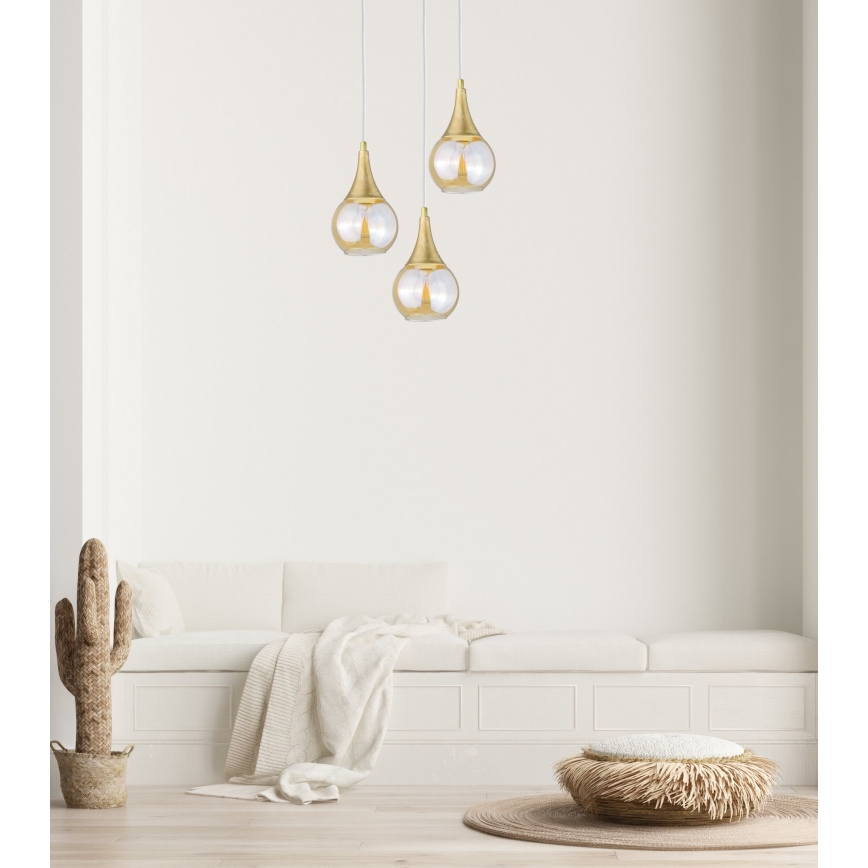 Lustr na lanku LACRIMA WHITE 3xE27/60W/230V pr. 30 cm