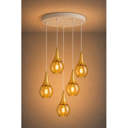 Lustr na lanku LACRIMA WHITE 5xE27/60W/230V pr. 45 cm
