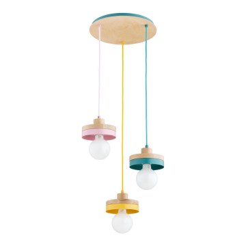Lustr na lanku LARSO 3xE27/15W/230V pestrobarevná