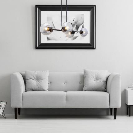 Lustr na lanku LATIL 4xE27/60W/230V černá