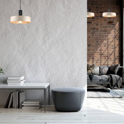 Lustr na lanku LATTE 1xE27/60W/230V béžová/černá