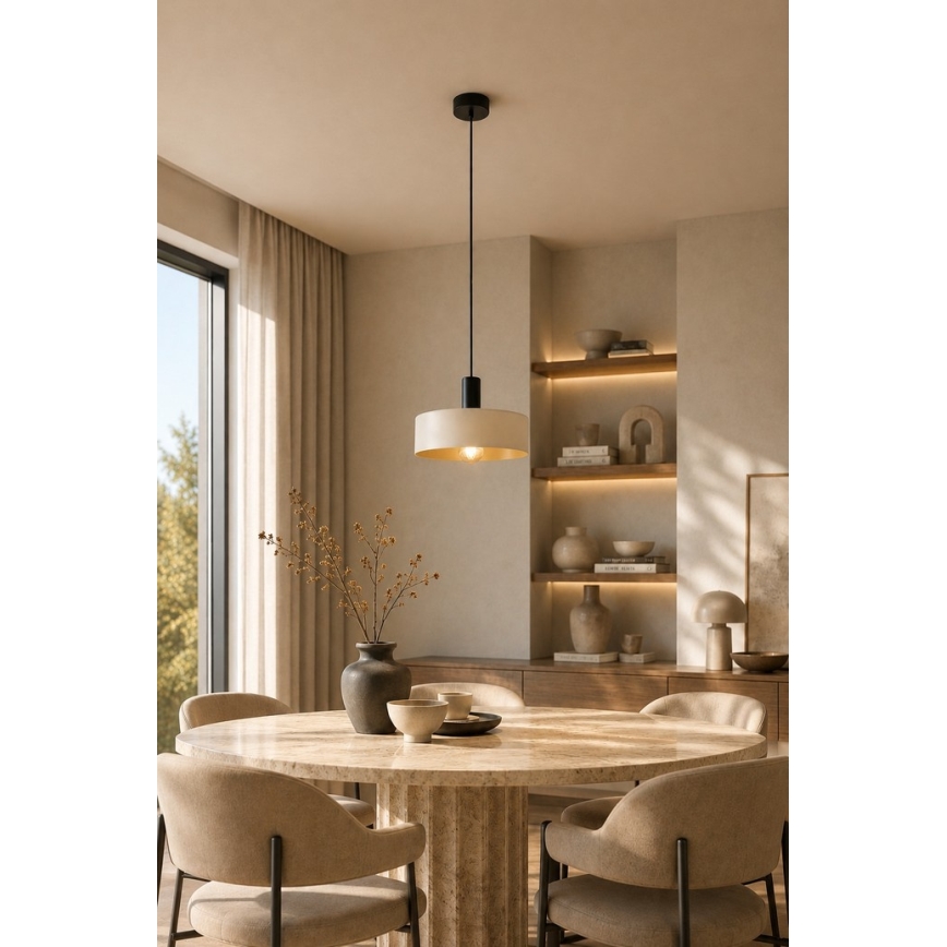 Lustr na lanku LATTE 1xE27/60W/230V béžová/černá