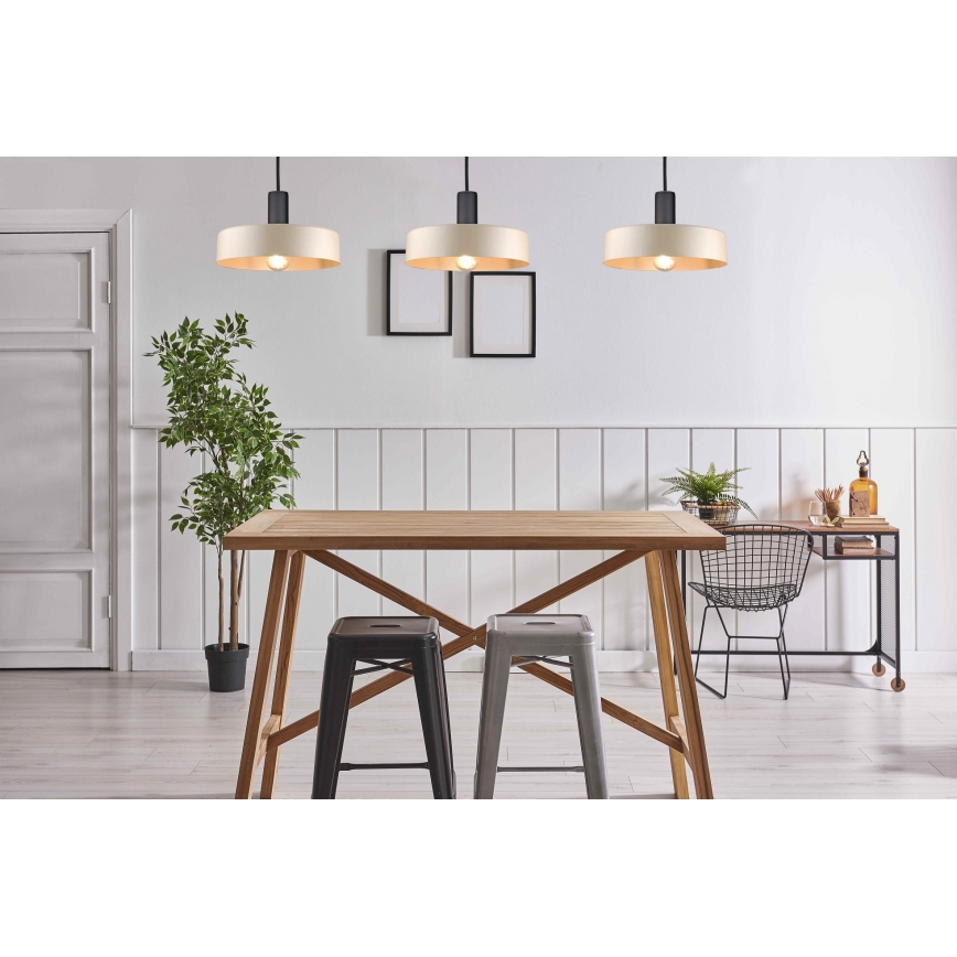 Lustr na lanku LATTE 3xE27/60W/230V béžová/černá