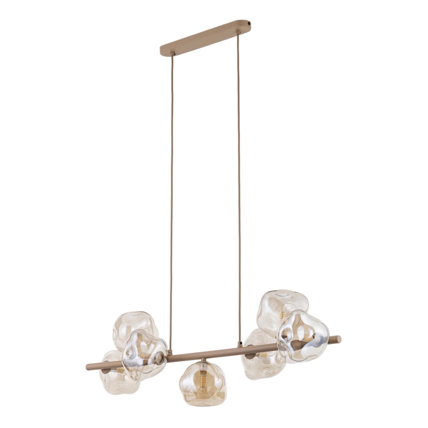 Lustr na lanku LAVA 7xG9/8W/230V béžová/kouřová béžová